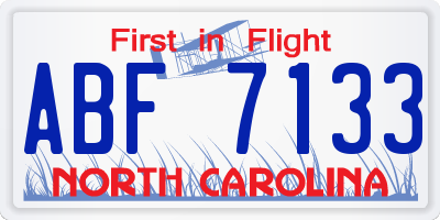 NC license plate ABF7133