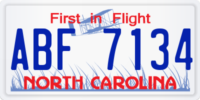 NC license plate ABF7134