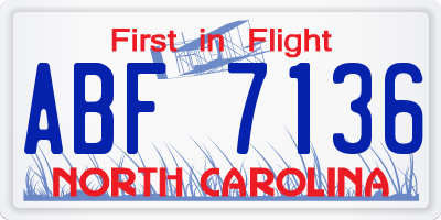 NC license plate ABF7136