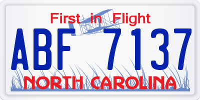 NC license plate ABF7137