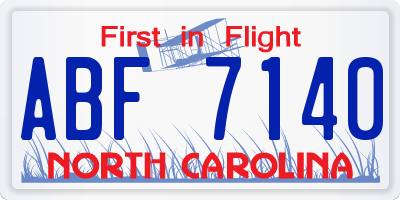 NC license plate ABF7140