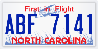NC license plate ABF7141