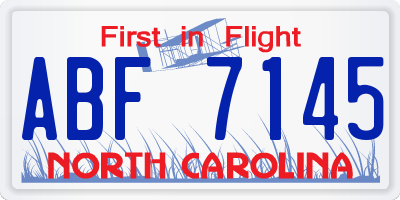NC license plate ABF7145
