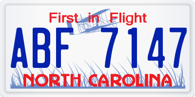 NC license plate ABF7147