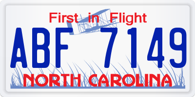 NC license plate ABF7149