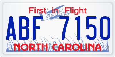 NC license plate ABF7150