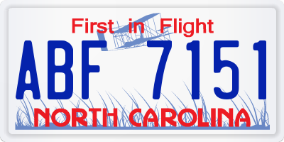 NC license plate ABF7151