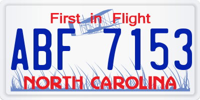 NC license plate ABF7153