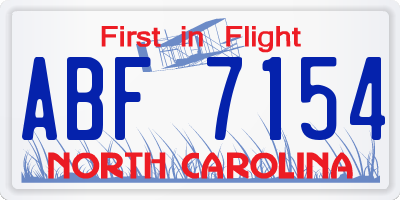 NC license plate ABF7154