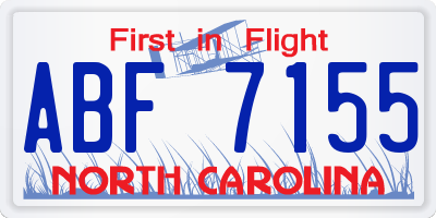 NC license plate ABF7155