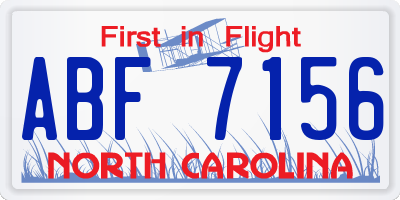 NC license plate ABF7156