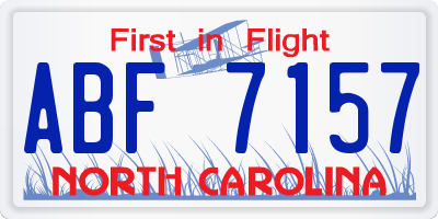 NC license plate ABF7157