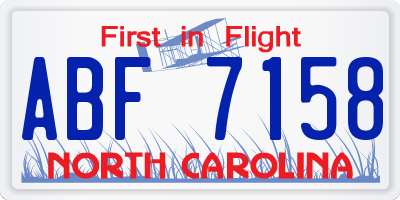 NC license plate ABF7158