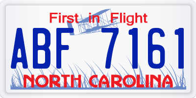 NC license plate ABF7161