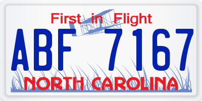 NC license plate ABF7167