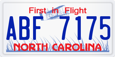 NC license plate ABF7175