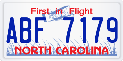 NC license plate ABF7179