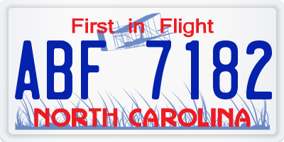 NC license plate ABF7182