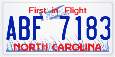 NC license plate ABF7183