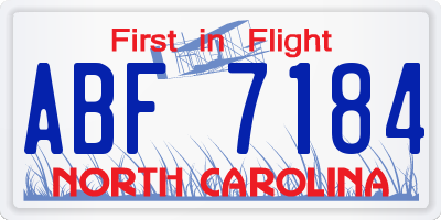 NC license plate ABF7184