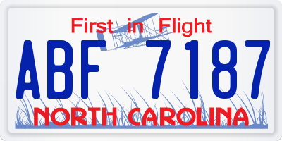 NC license plate ABF7187