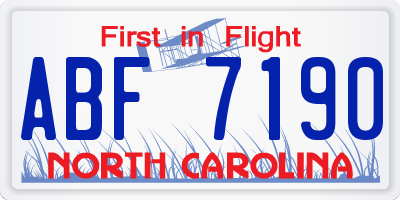 NC license plate ABF7190