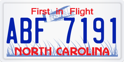NC license plate ABF7191