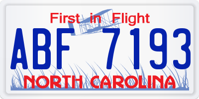 NC license plate ABF7193