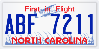 NC license plate ABF7211