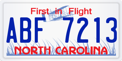 NC license plate ABF7213