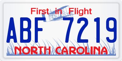 NC license plate ABF7219