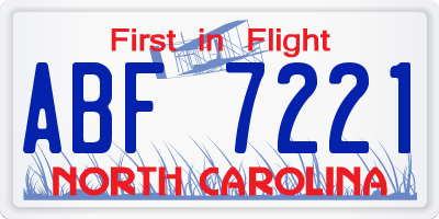 NC license plate ABF7221