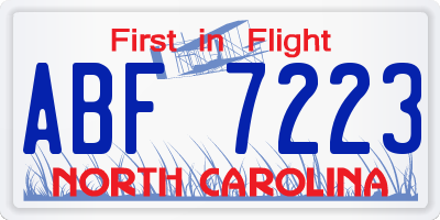 NC license plate ABF7223