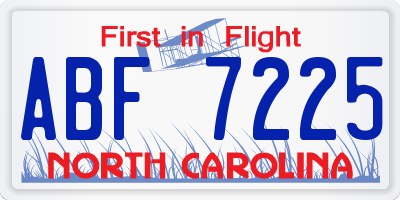 NC license plate ABF7225