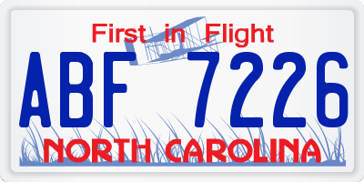 NC license plate ABF7226