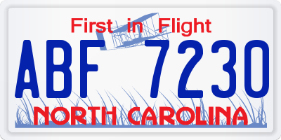 NC license plate ABF7230