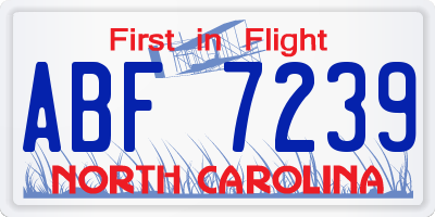 NC license plate ABF7239