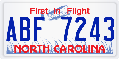 NC license plate ABF7243