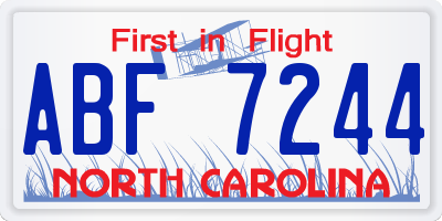 NC license plate ABF7244