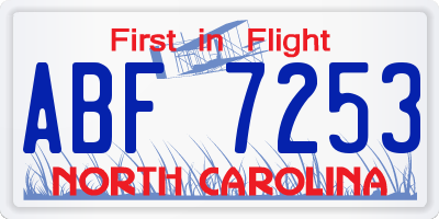 NC license plate ABF7253