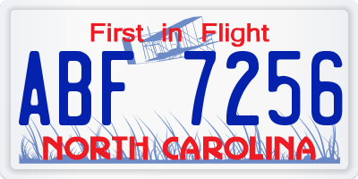 NC license plate ABF7256