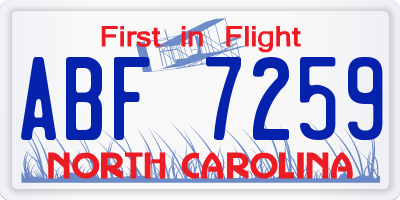 NC license plate ABF7259