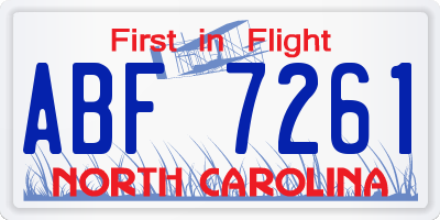 NC license plate ABF7261