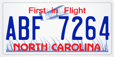 NC license plate ABF7264