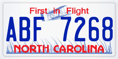 NC license plate ABF7268