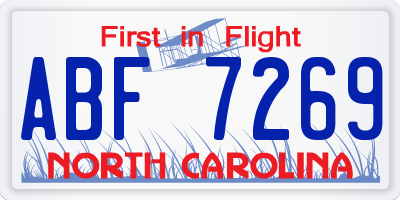NC license plate ABF7269