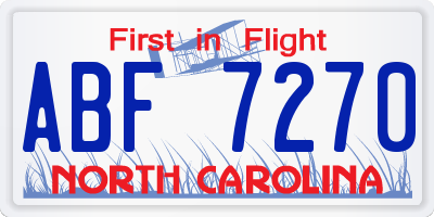 NC license plate ABF7270