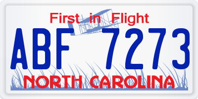 NC license plate ABF7273
