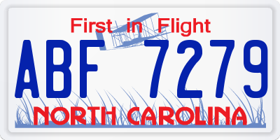 NC license plate ABF7279