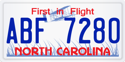 NC license plate ABF7280